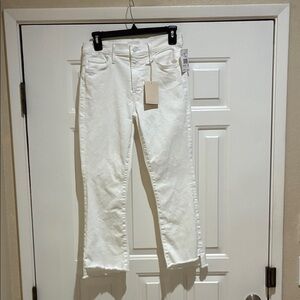 Lil Mother white insider crop step fray  Jeans